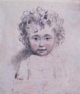 No.1869d 斯特拉斯莫尔夫人的小女儿，约1786年（纸上石墨、黑色和红色粉笔画