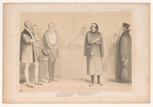 Spotprent met Disraeli als Shylock
沙克斯佩尔的一个场景（压缩！）（物品上的标题）
HB 素描（物件上的系列标题） 作者 一般光刻厂