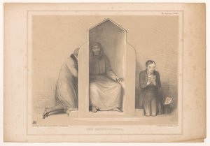 Spotprent met Roebuck als biechtvader
忏悔室（物品上的标题）
HB 素描（物品上的系列名称） 作者 一般光刻厂