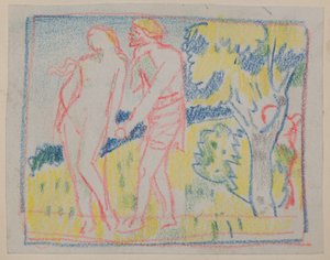 Untitled [Male & female figure in a landscape] (pencil) 作者 约翰邓肯