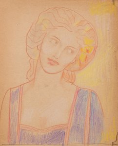无题[中世纪女性形象]（铅笔画 作者 约翰邓肯