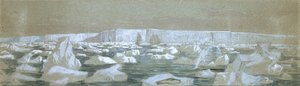 南极屏障的一部分，1841 年 2 月 2 日（水彩画） 作者 约翰·爱德华·戴维斯