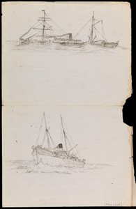 PAH1228；一艘战列舰和另外两艘皇家海军舰艇草图（绘图） 作者 约翰·埃弗里特