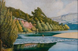 有渔夫的河景（布面油画）