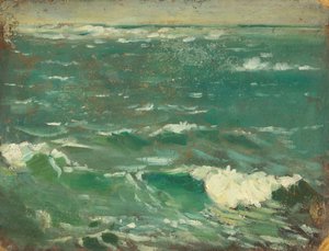 海景，约 1909 年（纸浆板上的油画） 作者 约翰·埃弗里特