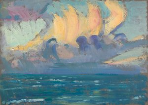 海景，19 世纪晚期 - 20 世纪中期（纸面油画） 作者 约翰·埃弗里特