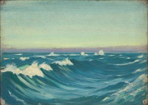 海景，19 世纪晚期 - 20 世纪中期（纸面油画） 作者 约翰·埃弗里特
