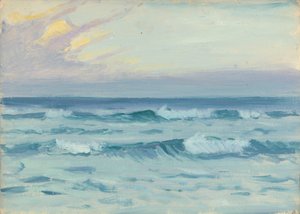 海景，19 世纪晚期 - 20 世纪中期（纸面油画） 作者 约翰·埃弗里特