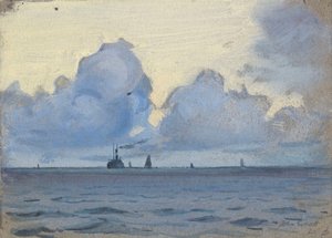 海景，19 世纪晚期 - 20 世纪中期（水彩、水粉、石墨、纸张） 作者 约翰·埃弗里特