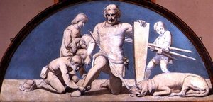 男子汉》，六幅系列中的小夜曲，约1847年（布面油画）。 作者 约翰·埃弗里特·米莱斯