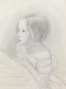一个女孩的素描（铅笔） 作者 约翰·埃弗里特·米莱斯