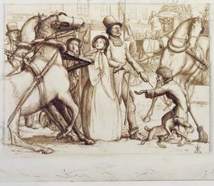 1853年的盲人（编织纸上的钢笔，墨水，水洗和石墨） 作者 约翰·埃弗里特·米莱斯