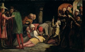 《罗密欧与朱丽叶之死》，c.1848（磨纸板油画） 作者 约翰·埃弗里特·米莱斯