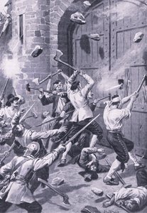 1651 年 9 月 1 日，邓迪被洗劫一空：英国海员袭击威尔盖特港，插图来自“英国陆地和海上战役” 作者 约翰·坎贝尔