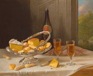 静物与银色蛋糕篮，1866年。