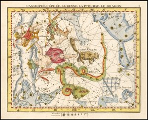1776 - John Flamsteed - Cassiopee、Cehee、Le Renne、La Petite Ourse、Le Dragon（仙后座、仙王座、小熊座和天龙座）。