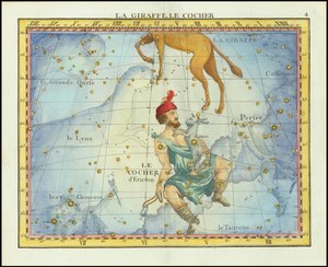 1776 年驼豹座和御夫座以及邻近星座的星图，摘自 Fortin