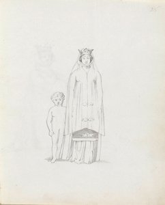 Siddons夫人作为康斯坦斯与孩子，1783年（钢笔，墨水和纸上洗）