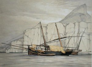 直布罗陀，摘自《西班牙速写》，由查尔斯-约瑟夫-赫尔曼德（1789-1850）雕刻，1836年出版（彩色平印）。 作者 约翰·弗雷德里克（后）刘易斯