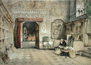Sala Capitular，托莱多，摘自《西班牙素描》，由查尔斯-约瑟夫-赫尔曼德（1789-1850）雕刻，1836年出版（彩色平印）。