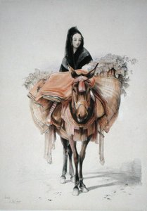 塞维利亚 1835年，出自《西班牙素描》，由查尔斯-约瑟夫-赫尔曼德（1789-1850）雕刻，1836年出版（彩色平印）。