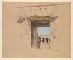 埃德富神庙：塔门，1850年。 作者 约翰·弗雷德里克·刘易斯