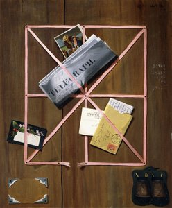 带电报，信件和明信片的机架照片，1880年