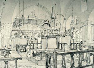 1902年在耶路撒冷的西班牙犹太教堂-室内。 作者 约翰·富利洛夫