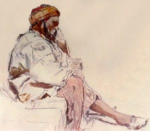 坐着的叙利亚农民：简介，1902年。 作者 约翰·富利洛夫