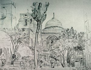 1902年，希腊修道院花园中的圣墓教堂。 作者 约翰·富利洛夫