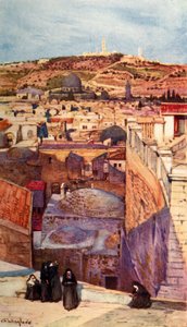 1902年，锡安山上的一座屋顶上的橄榄山。 作者 约翰·富利洛夫