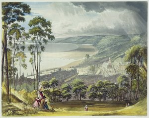 Honfleur的观点，来自&39;塞纳河的观点&39;，由Thomas Sutherland（b.1785）镌刻，由R. Ackermann（1764-1834）1821年出版