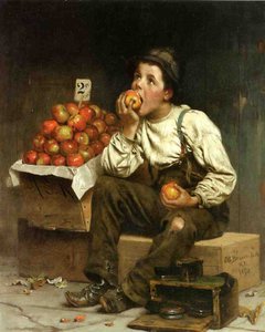 一个男孩吃苹果，1878年