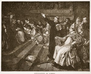 神职人员的召集，来自&39;英格兰教会：人民的历史&39;的插图由HDM Spence-Jones，酒吧。 c.1910（棕褐色照片） 作者 约翰·吉尔伯特