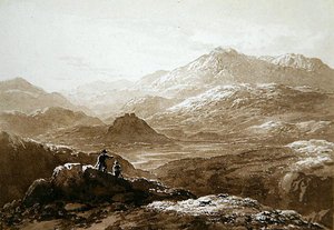 Dolyddelan城堡和Moel Siabod（纸上水彩画） 作者 约翰·格洛弗