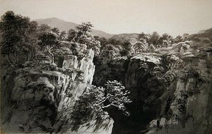 康威河上，西彭马奇诺（纸上水墨画） 作者 约翰·格洛弗