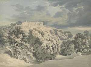 圣Donats城堡，Glamorganshire（纸上石墨） 作者 约翰·格洛弗