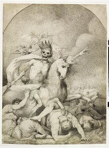 苍白的马死亡，1775年（编织纸上的钢笔和黑色墨水）