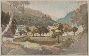 Brathay外面的田地，1812年（纸上写着） 作者 约翰·哈登