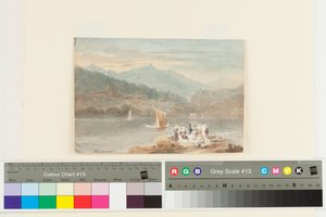 温德米尔野餐望向Brathay（在纸上wc） 作者 约翰·哈登