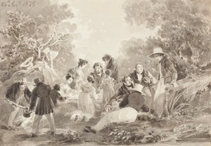 湖边野餐，1825年（纸上写着）
