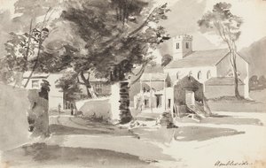 圣安斯教堂，安布尔赛德，1814年（纸上写着） 作者 约翰·哈登
