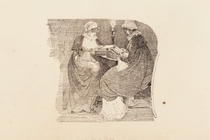 两个女人用灯光阅读，1804（笔和墨水在纸上） 作者 约翰·哈登