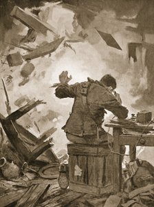 Bombardier French finishing his message after a shell had come through the room in which he was telephoning (litho) 作者 约翰哈里斯瓦尔达