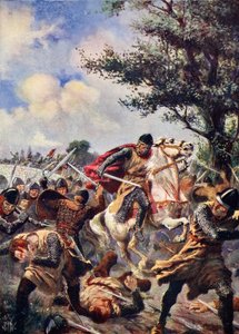 1214年的Bouvines战役，1915年“哈钦森国家历史”中的插图 作者 约翰哈里斯瓦尔达