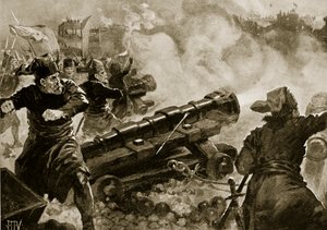 土耳其人对君士坦丁堡的围困，来自“哈钦森国家历史”的插图，c.1915 作者 约翰哈里斯瓦尔达