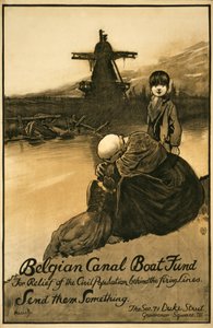 比利时运河船基金筹款活动，酒吧。 1914-18（彩色平版印刷） 作者 约翰·哈索尔