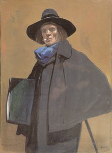 艺术家肖像，c.1910（纸上水彩） 作者 约翰·哈索尔