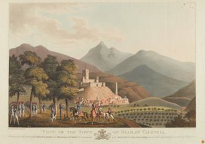 1814年由Dubourg雕刻的Briar镇，瓦伦西亚（彩色aquatint）