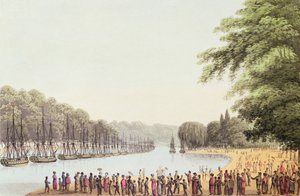 蛇形河上的舰队，由Matthew Dubourg（18,18-20）1814年刻